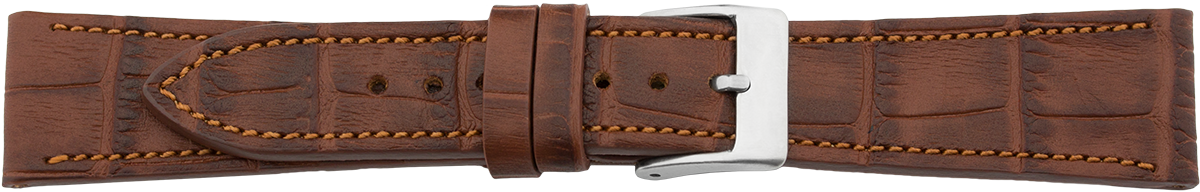 PREMIUM leather watchstrap crocodile grain brown