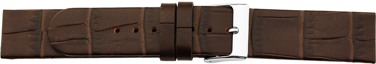 leather watch strap screwed ends crocodile grain dark brown