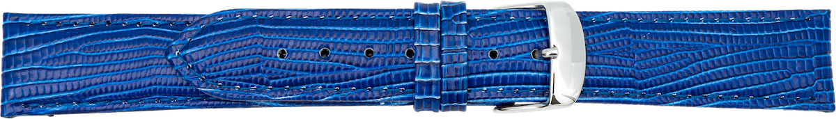 Lederuhrarmband Eidechsprägung blau XL