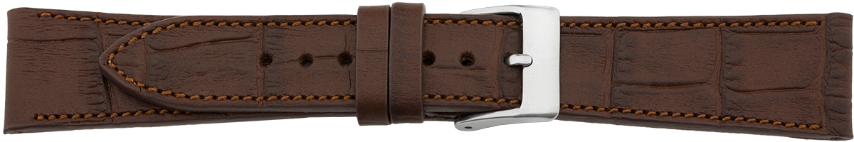 PREMIUM leather watchstrap crocodile grain dark brown