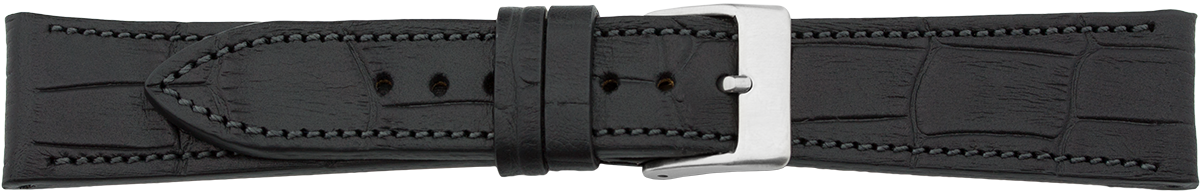 PREMIUM leather watchstrap crocodile grain black