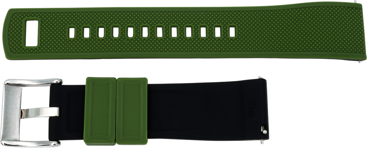 silicone watch strap green / black