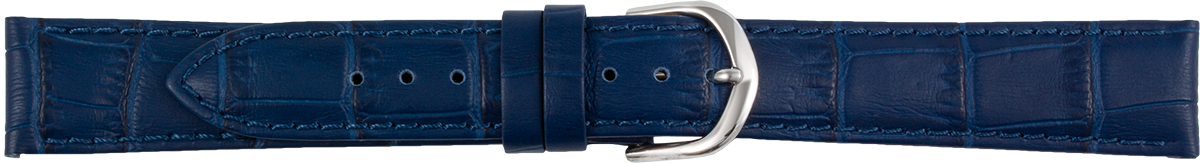leather watch strap crocodile grain dark blue XL