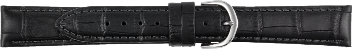 leather watch strap crocodile grain black XL