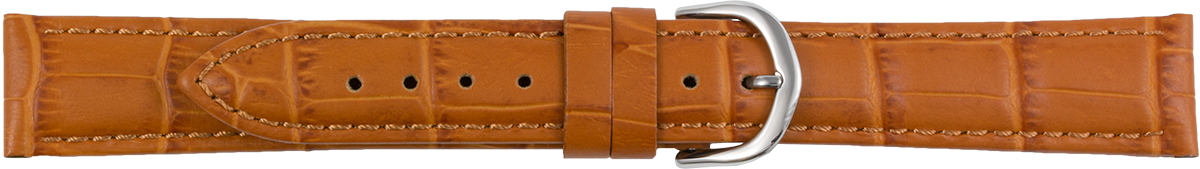 leather watch strap crocodile grain light brown XL