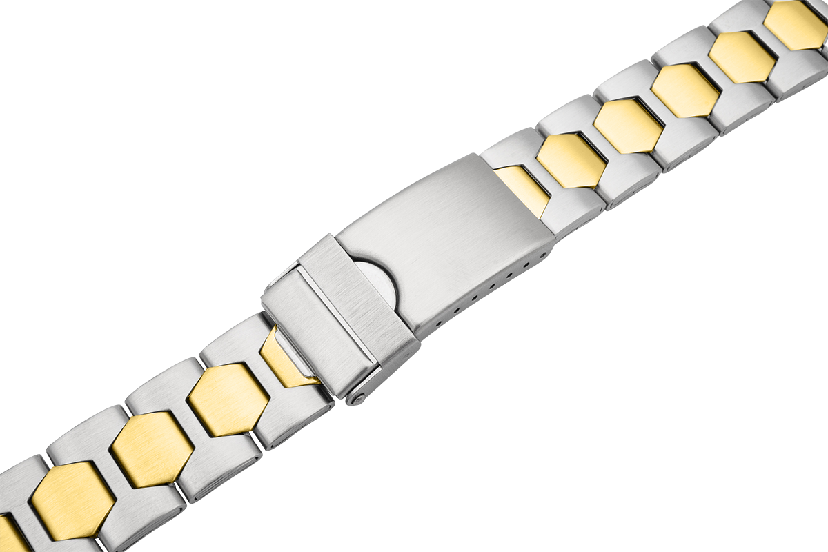 folded metal band stainless steel bicolor gold